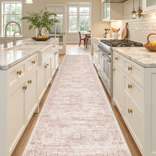 2x10 Runner Rug Non Slip,Washable Hallway Runner Rug,Pink