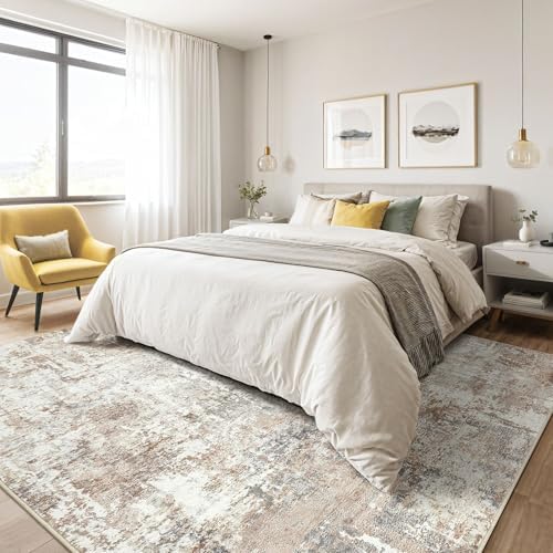 LOONGRUG Area Rug 5x7 Washable Neutral Modern Living Room Rugs Brown