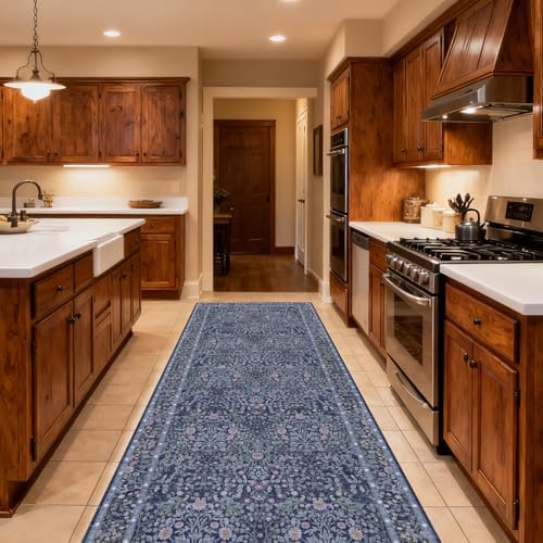 2'6" x 10' Runners Rug for Kitchen Washable Soft Carpet (Blue)