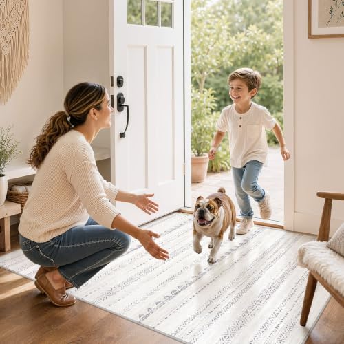 Nakagishi Boho 4x6 Area Rug Living Room Rugs Machine Washable Gray