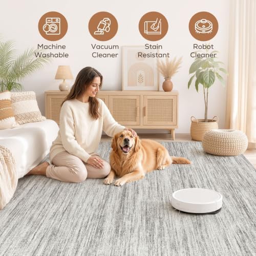 Nakagishi Boho 6x9 Area Rug Living Room Rugs Machine Washable Grey