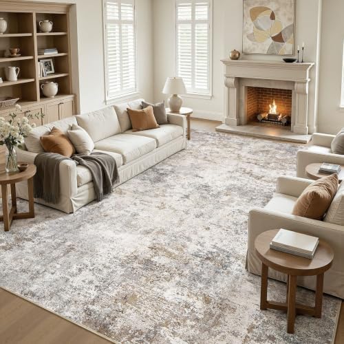 UERMEI 12x15 Area Rug Living Room Rugs Extra Large Brown Grey Carpet