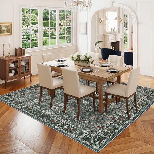 Washable Square 5x5 Rug Vintage: Ultra Soft Living Room Area Rug Under Sofa