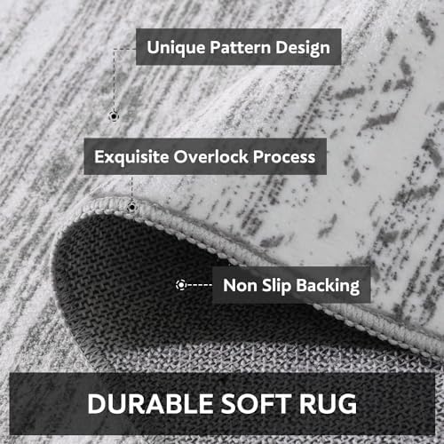 9x12 Area Rugs for Living Room Machine Washable Rug Distressed Indoor Carpet Neutral Moroccan Boho Rug Ultra Soft Area Rug for Bedroom Dining Room Playroom Office, Grey