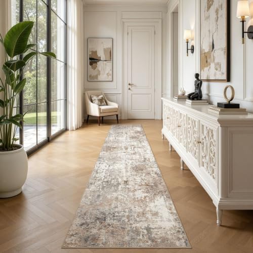 LOONGRUG Runner Rug 2x10 Washable Non-Slip Kitchen Neutral Modern Rug