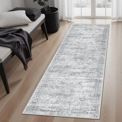 Soalmost Runner Rug 2x5 Washable Non-Slip Kitchen Entry Runners Grey