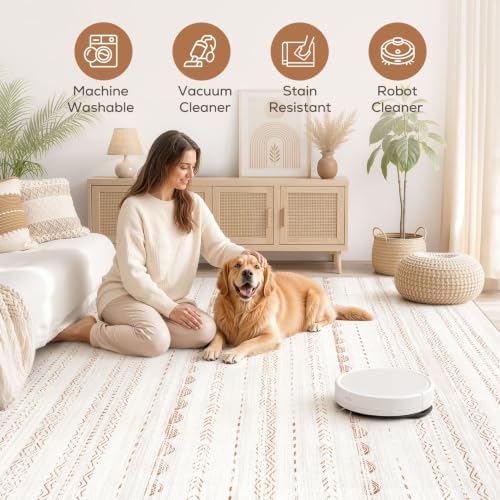 Nakagishi Boho 5x8 Area Rug Living Room Rugs Machine Washable Brown