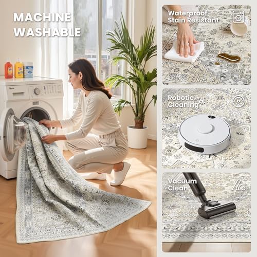 zesthome 9x12 Area Rugs for Living Room,Large Washable Rug,Beige