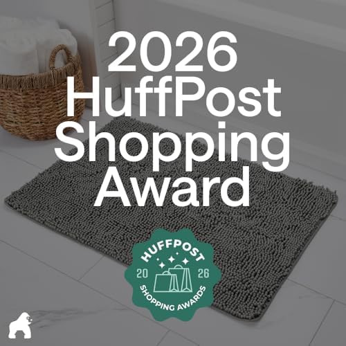 GORILLA GRIP Bath Rug Mat for Bathroom, Absorbent Chenille, 48x24 Gray