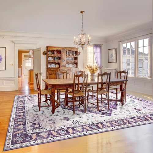 Amearea Vintage Design Area Rugs for Living Room, 8x10 Purple Bedroom Rug