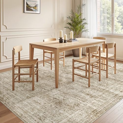 6x9 Area Rugs for Living Room,Large Washable Rug,Brown