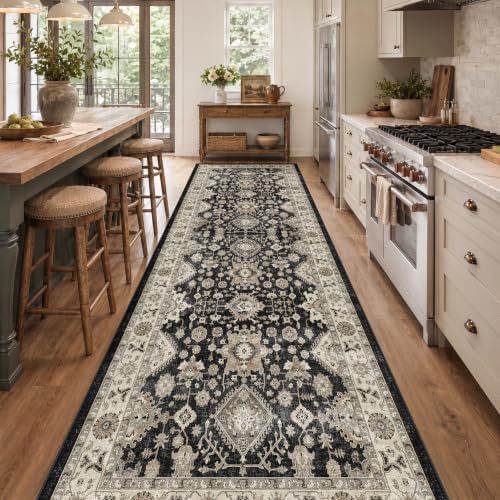 Washable Hallway Runner Rug 4x12: Non Slip Runner Rugs with Rubber Backing