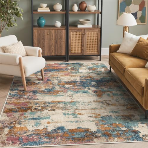 BEIMO 5x7 Area Rugs for Bedroom, Blue Terracotta Washable Abstract Rug