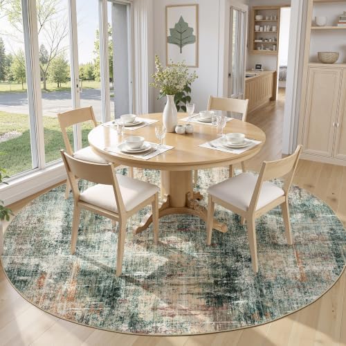 Lofus 6ft Area Rug for Living Room,Abstract Washable Rugs,Coffee/Green