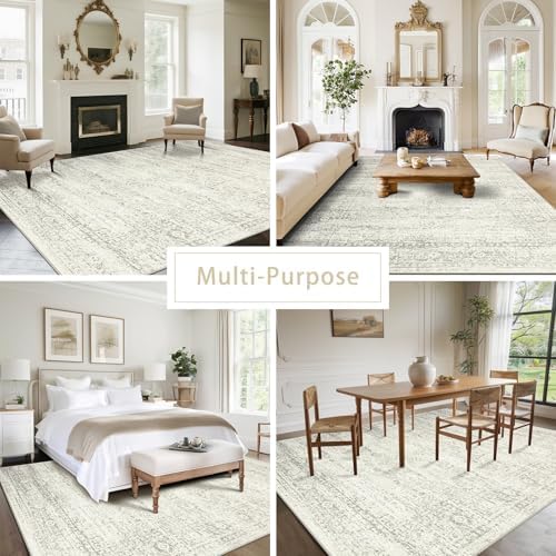 Washable Rugs 6x9 Area Rugs for Living Room,Bedroom,Dining Room-Beige Green