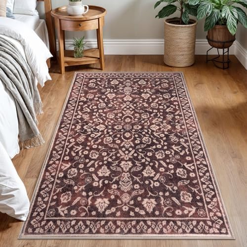 Vintage Washable Rugs for Entryway 3x5 Area Rug Non Slip Door Mat