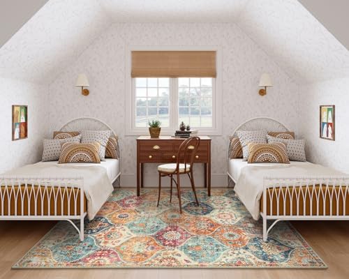 Lahome Moroccan 5x8 Area Rug, Washable Rugs for Living Room Bedroom