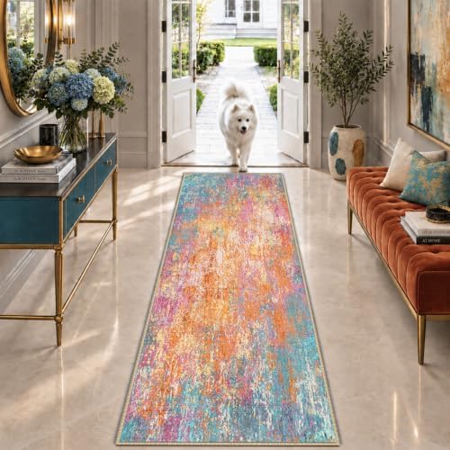 RELEANY Washable Runner 2'x6' Abstract Area Rug for Hallway Starlight