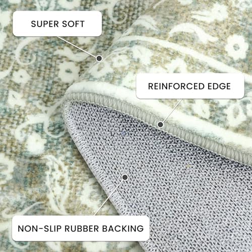 Washable Vintage 2.6x8 Runner Rug Non Slip Runners for Hallway