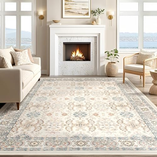 cotiled 10x14 Area Rug for Living Room, Washable, Traditional, Multi Color