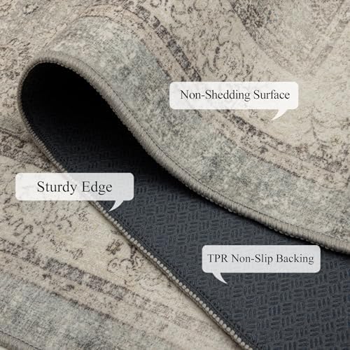 Ruaruarug Washable Area Rug 8×10 for Living Room, Ultra Soft, Gray