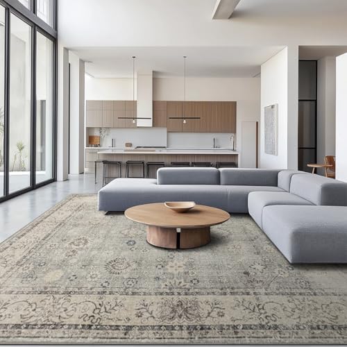 Ruaruarug Washable Area Rug 8×10 for Living Room, Ultra Soft, Gray