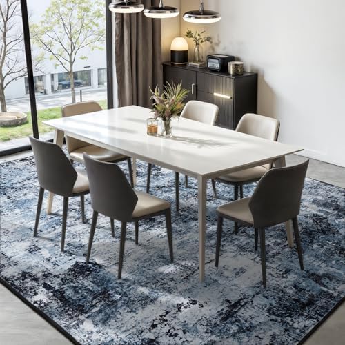 Rugflix 10x12 Area Rugs for Living Room, Washable Navy Blue Dark Large Rug