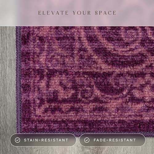Maples Rugs Pelham Vintage Medallion Area Rugs, 1'8 x 2'10, Wineberry