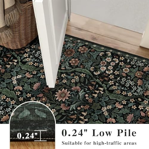3x10 Floral Runner Rug for Kitchen Washable Hallway Runner Rug