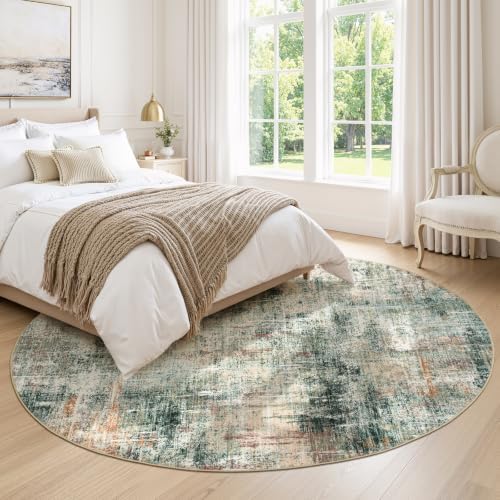 Lofus 8ft Area Rug for Living Room,Abstract Washable Rugs,Coffee/Green