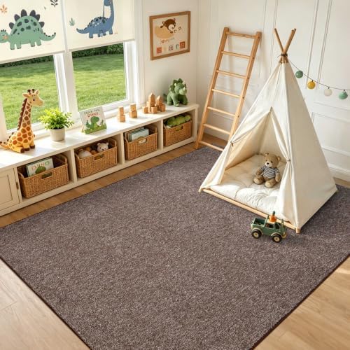 5x7 Brown/White Area Rug Non-Slip Washable Soft for Living Room Bedroom