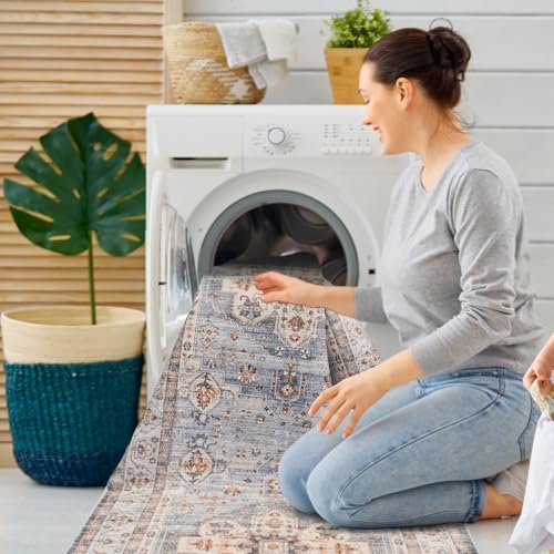 Washable Hallway Runner Rug 3x8: Non Slip Runner Rugs with Rubber Backing