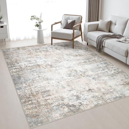 Area Rug Living Room: 4x6 Modern Washable Indoor Soft Carpet Brown