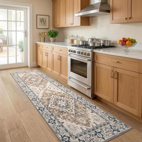 Lofus 3x8 Hallway Kitchen Washable Runner Rug, Boho Entry Long Carpet Brown