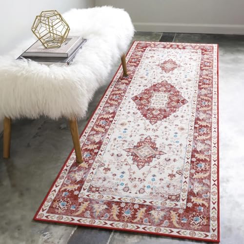 Amearea Vintage Design Runner Rugs for Living Room, 2x6 Red Runner Rug