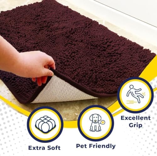 Muddy Mat® | Super Water Absorbent Door Mat Indoor, Microfiber Quick Dry Chenille Entryway Rug, Slip Resistant Front Door Mat, Indoor Mats for Entryway, Machine Washable Pet Rug, Rust 20" x 30"