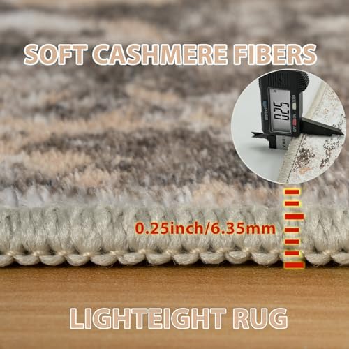 9x12 Area Rugs for Living Room Washable Bedroom Dining Room Brown Beige