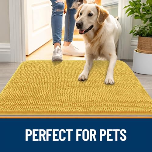 OLANLY Dog Door Mat for Muddy Paws 70x46, Super Absorbent Chenille Mud Mat