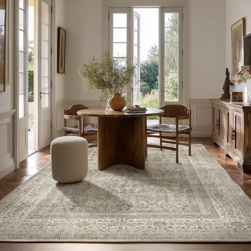 palohom 10x14 Area Rug Washable Rugs: Living Room Rug Stain Resistant Non Slip Low Pile Faux Wool Soft Large Area Rugs for Bedroom Farmhouse Dining Room Under Table Nursery Home Office Indoor