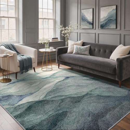 BEIMO 8x10 Area Rugs for Bedroom, Dusty Teal Washable Abstract Rug