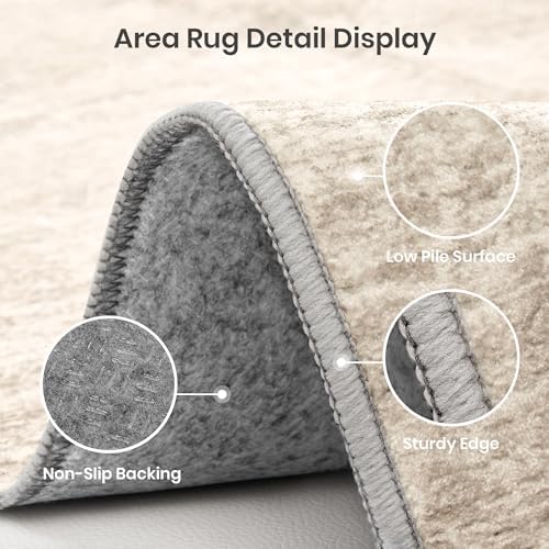 Valenrug 4x6 Area Rug for Entryway, Non Slip Washable Bedroom Rug, Brown