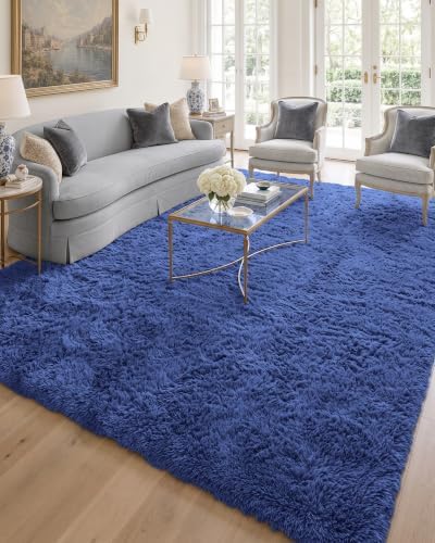 OLANLY 6x8 Machine Washable Large Area Rugs for Living Room, Bedroom, Soft Fluffy Shaggy Bedside Rug, Indoor Floor Carpet for Kids Girls and Boys, Dorms, Nursery, Home Decor Aesthetic, Navy Blue