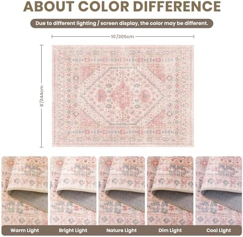 zesthome Pink Rugs for Bedroom-8x10 Area Rugs for Living Room,Girls Room
