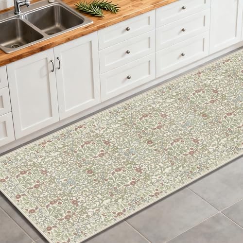 2'6" x 10' Runners Rug for Kitchen Washable Soft Carpet (Light Green)