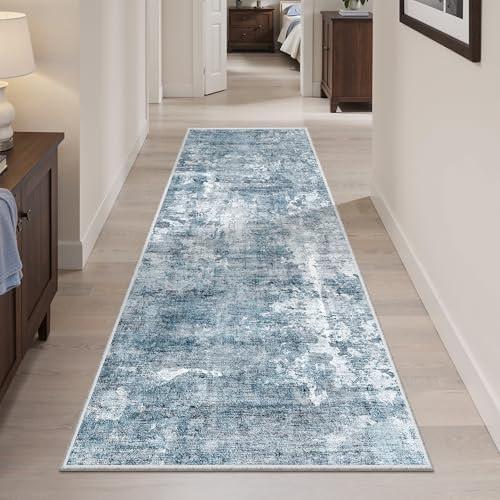 Soalmost Abstratc Runner Rug 2x6 Washable Kitchen Hallway Runners Blue/Grey