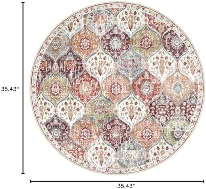Lahome Moroccan Round Area Rugs, Washable Small Round Rug 3ft Non-Slip