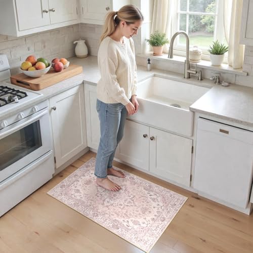 RELEANY Washable Area Rug, Small 2'x3', Pink