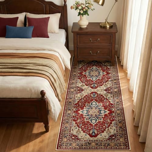 RELEANY Washable Area Rug, Runner 2'x6', Red/Blue