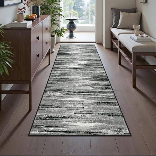 2x6 Runner Rug Non Slip,Washable Hallway Runner Rug,Black