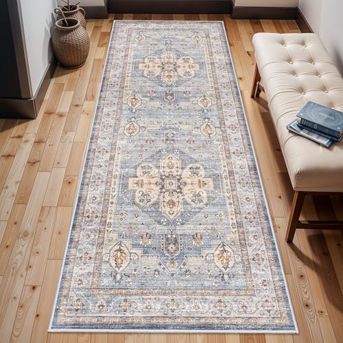 Washable Hallway Runner Rug 3x8: Non Slip Runner Rugs with Rubber Backing